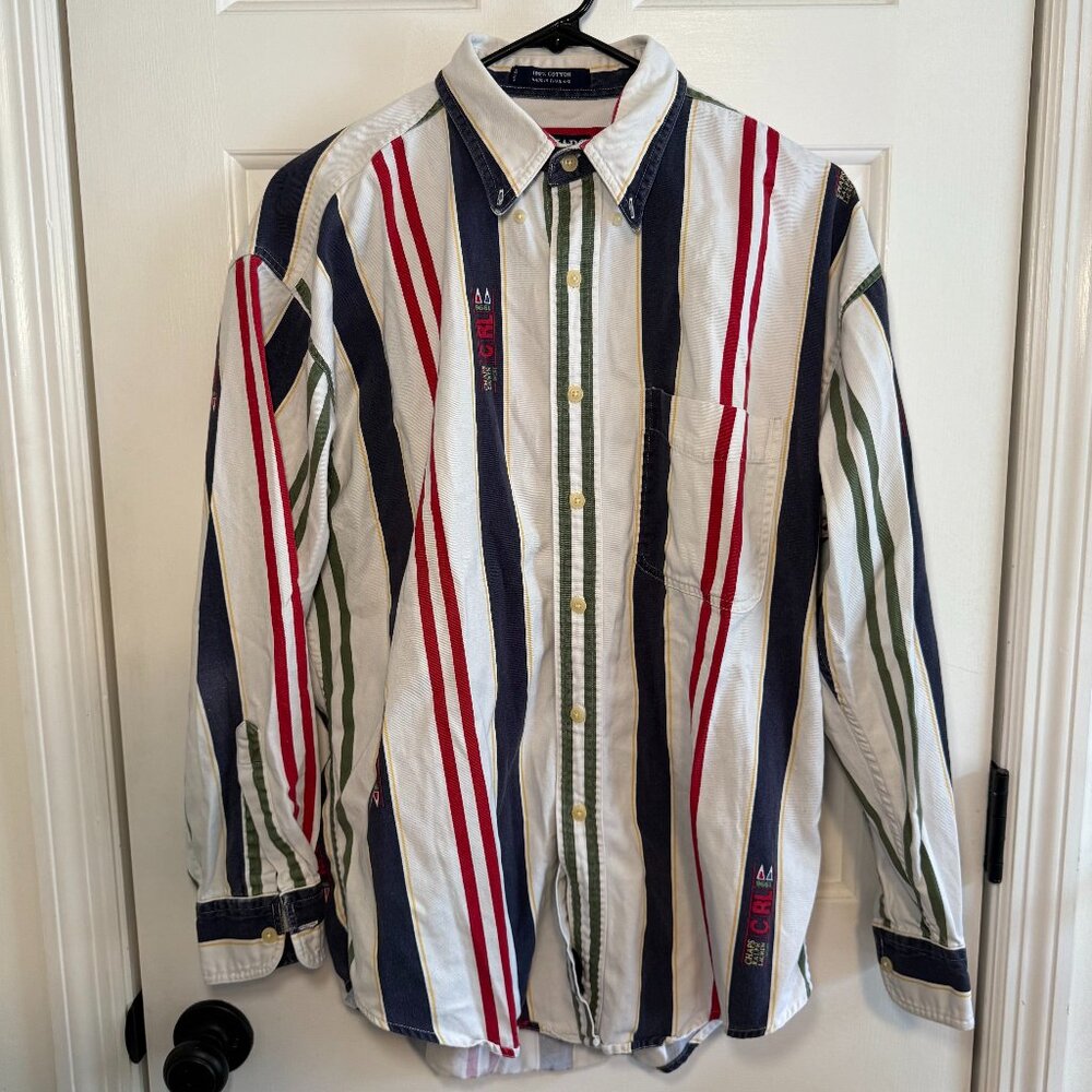 Vintage Chaps Ralph Lauren Multicolor Striped Casual Button Down Shirt